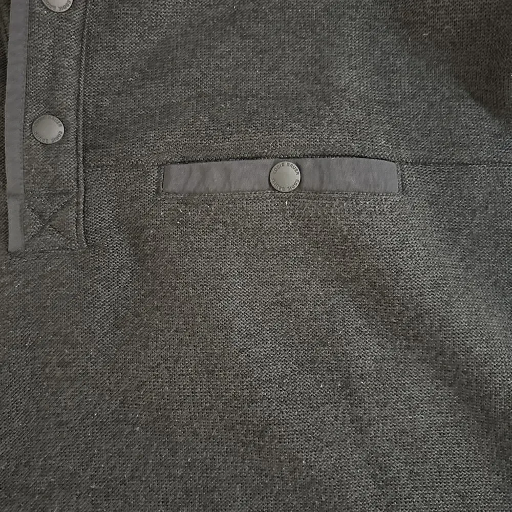 Eddie Bauer Mens 2XL Black Sweater Fleece Pullover 1/4 Quarter Snap Mock Neck